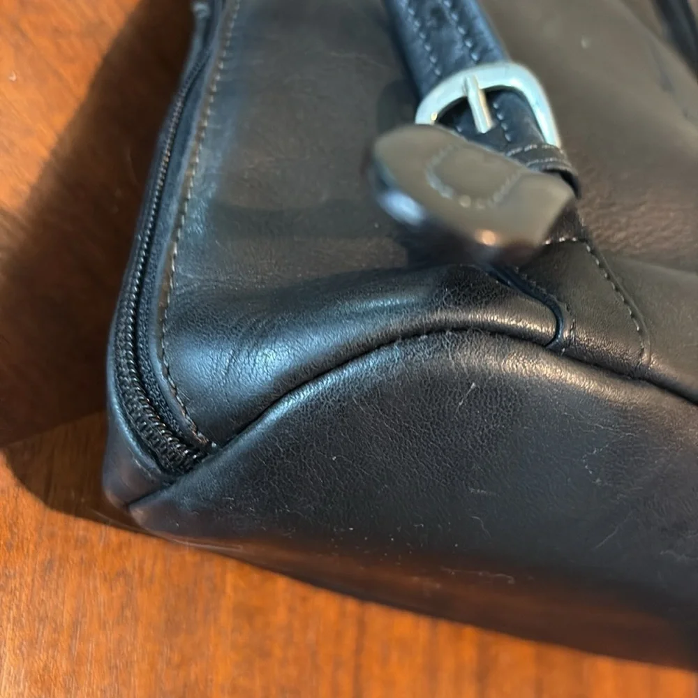 Tignanello backpack  mini backpack leather  black  2 exterior zipper pockets EUC